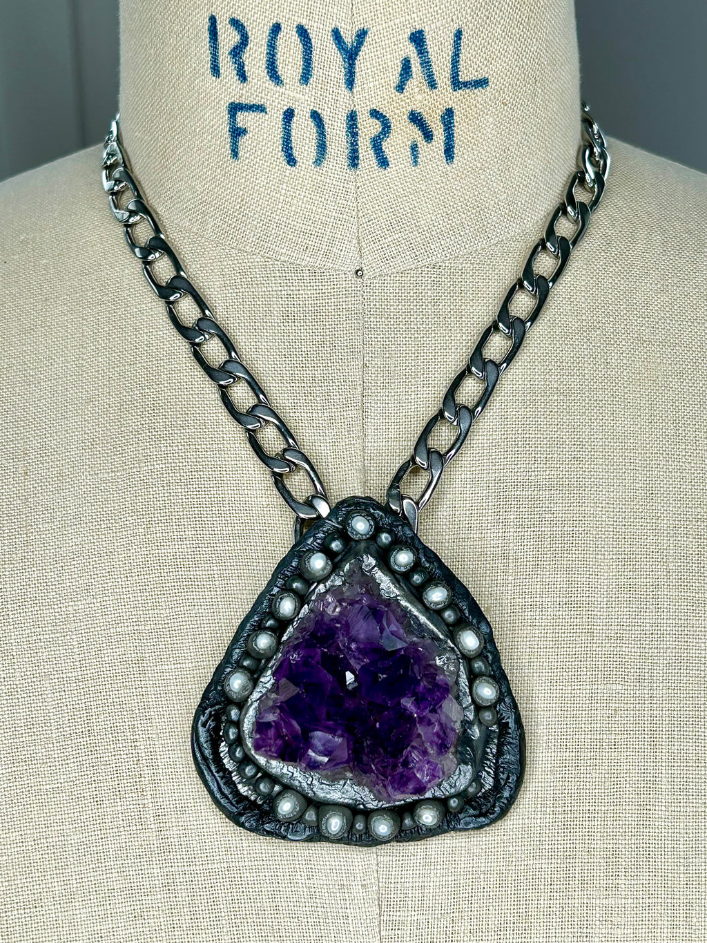 Amethyst Pearl Amulet #35