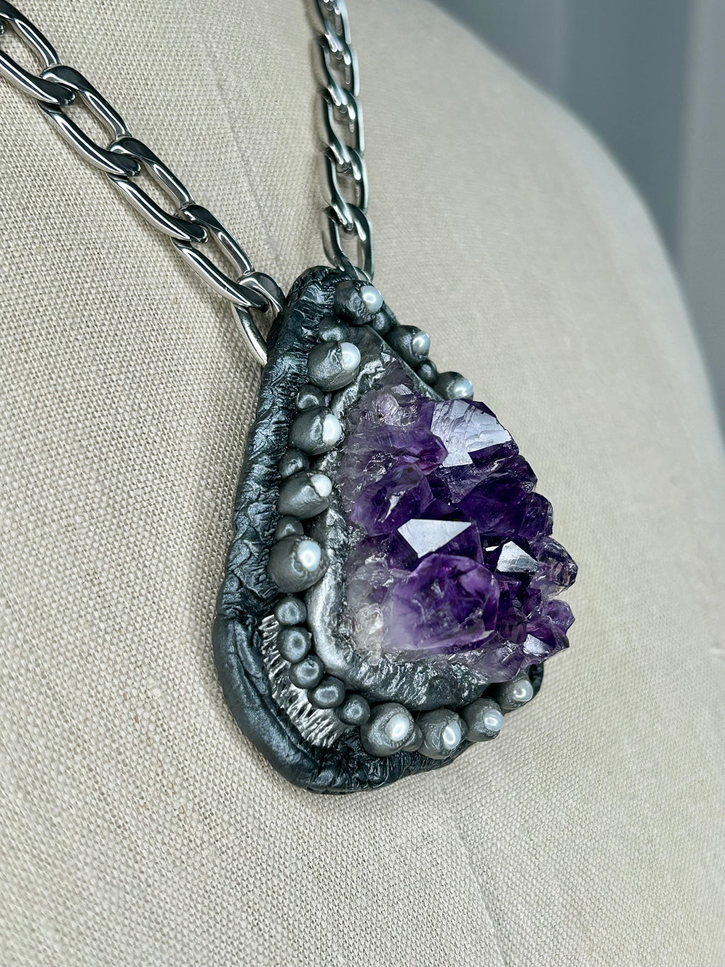 Amethyst Pearl Amulet #35
