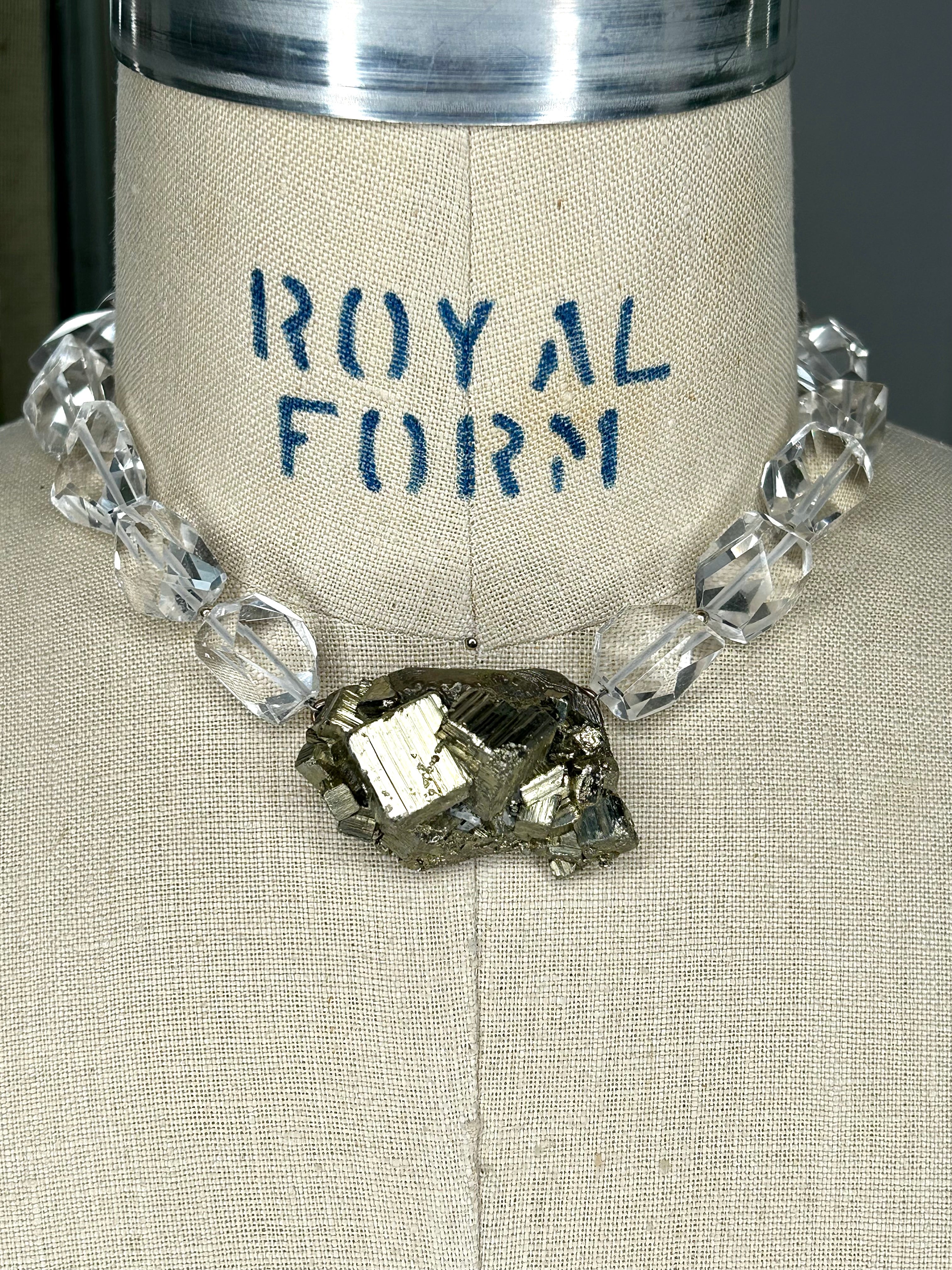Pyrite & Cut Quartz Collar #31