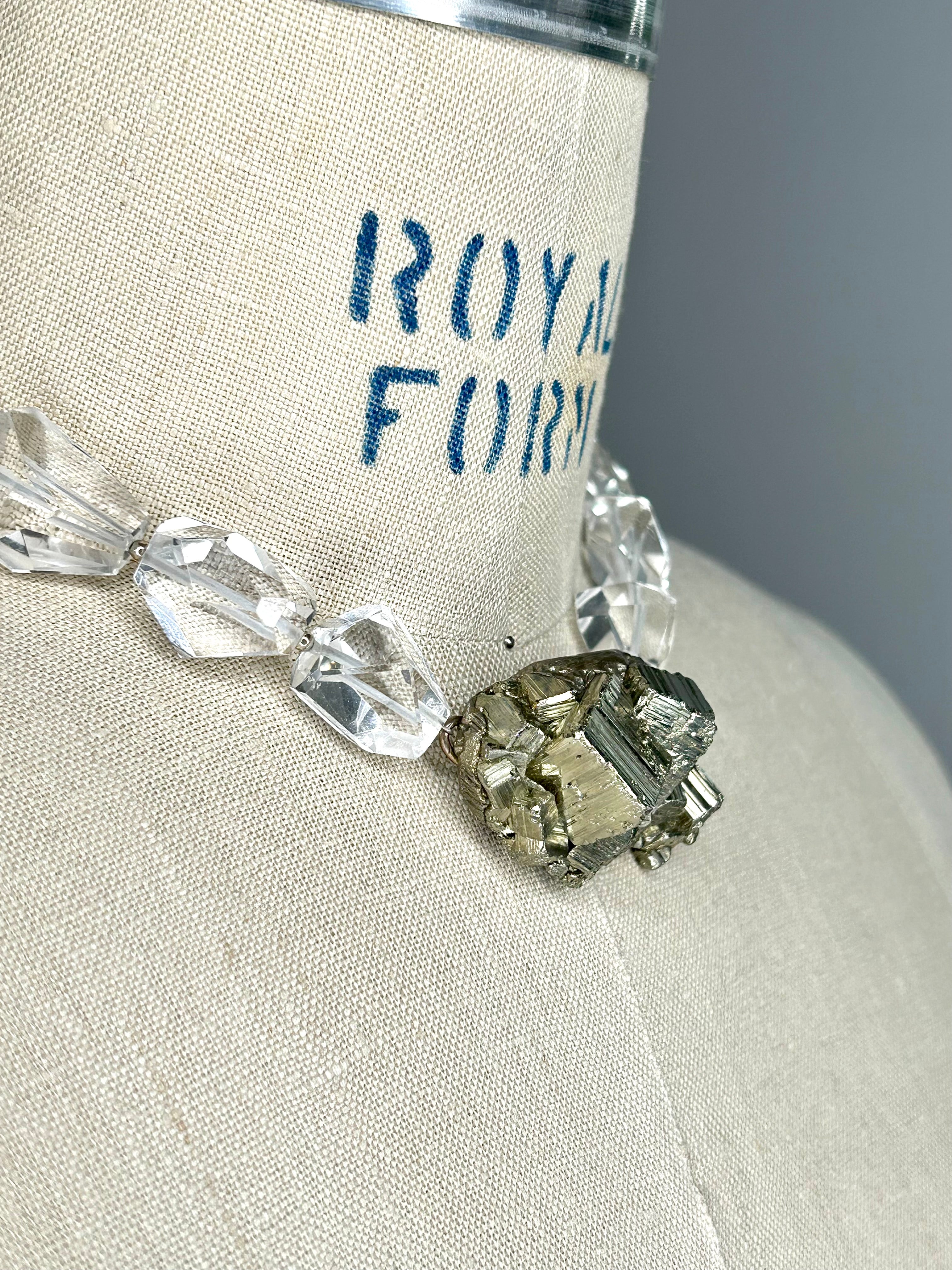 Pyrite & Cut Quartz Collar #31