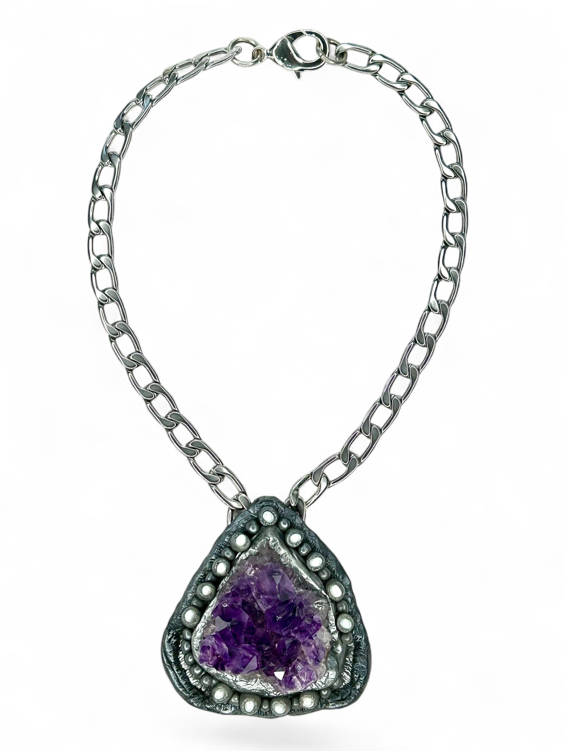 Amethyst Pearl Amulet #35
