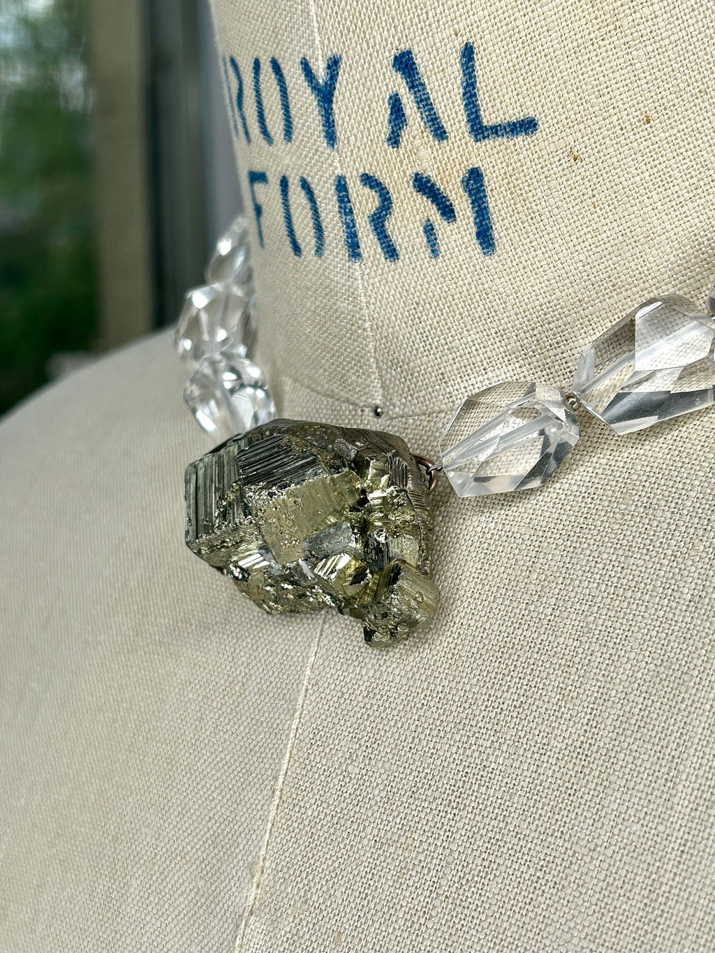 Pyrite & Cut Quartz Collar #31