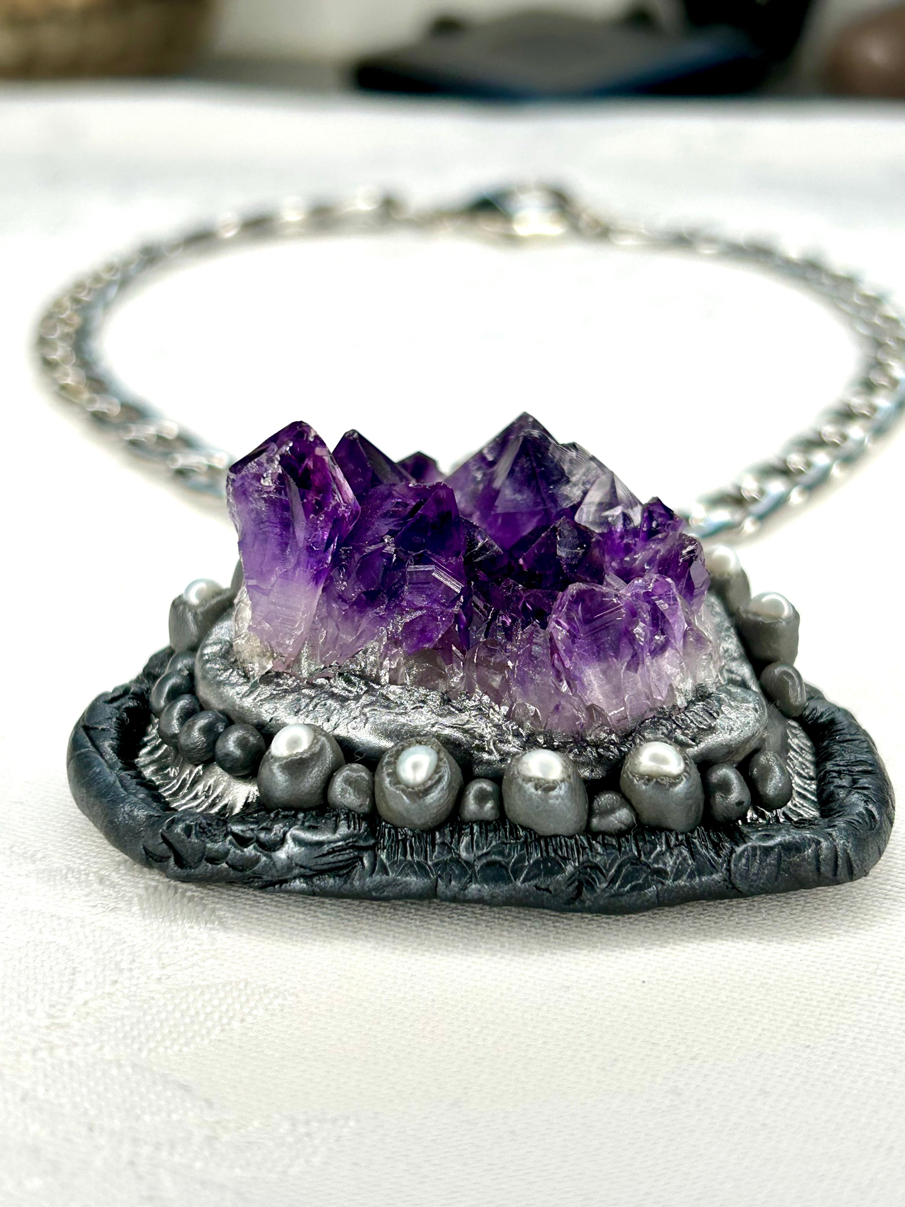 Amethyst Pearl Amulet #35