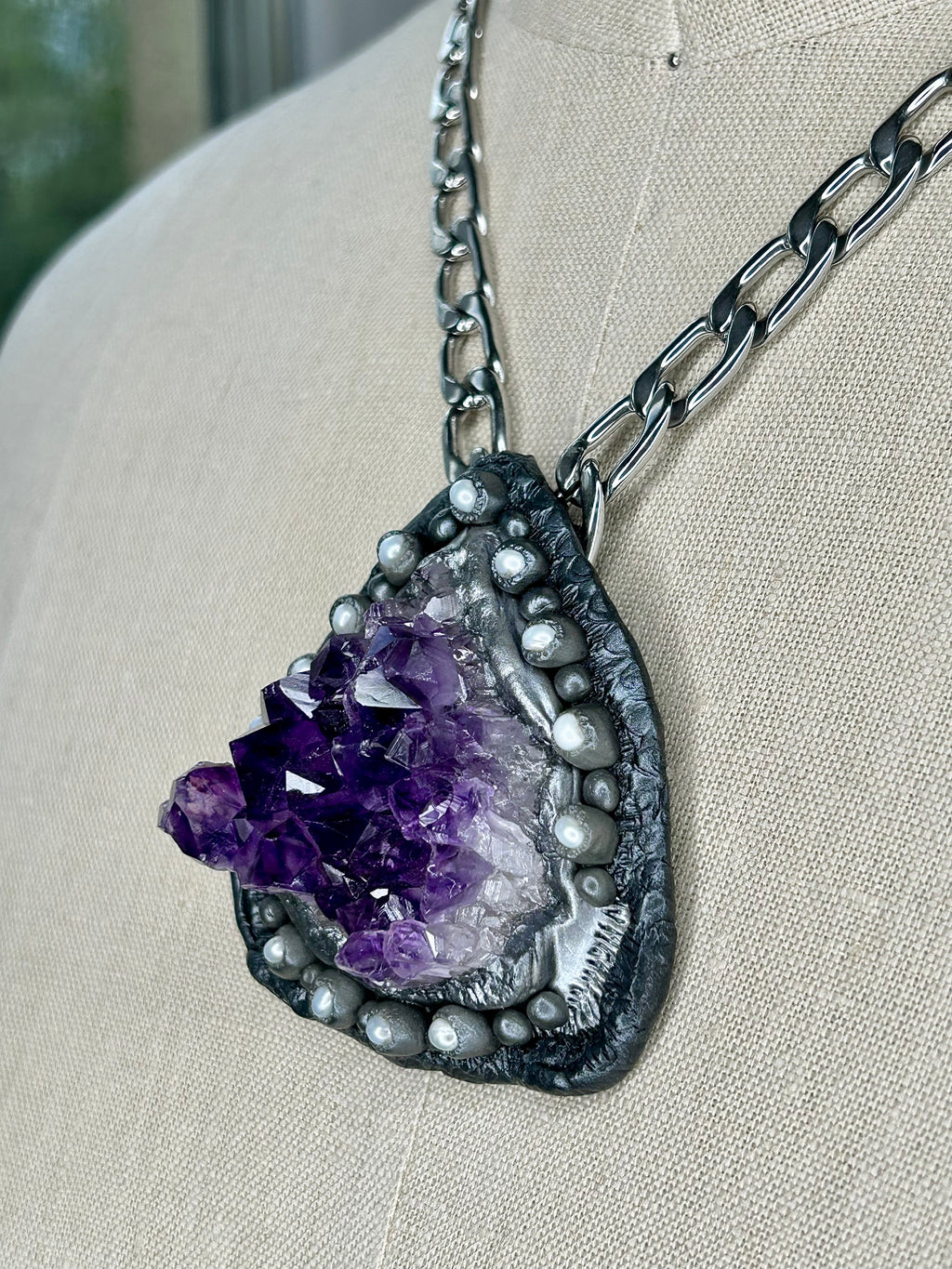Amethyst Pearl Amulet #35