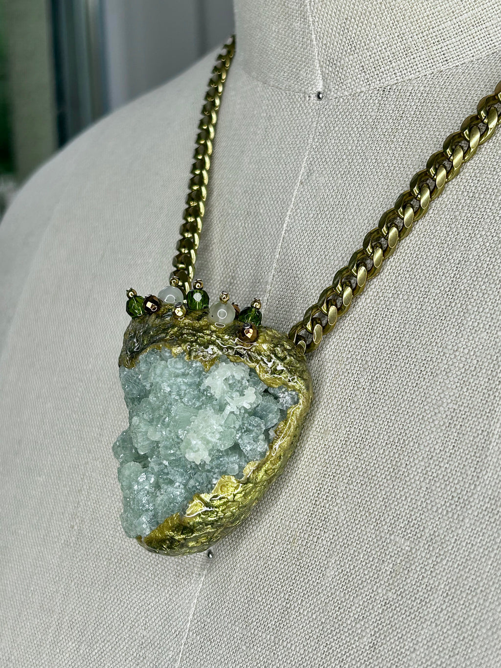 Prehnite ‘Heart’ Necklace #7