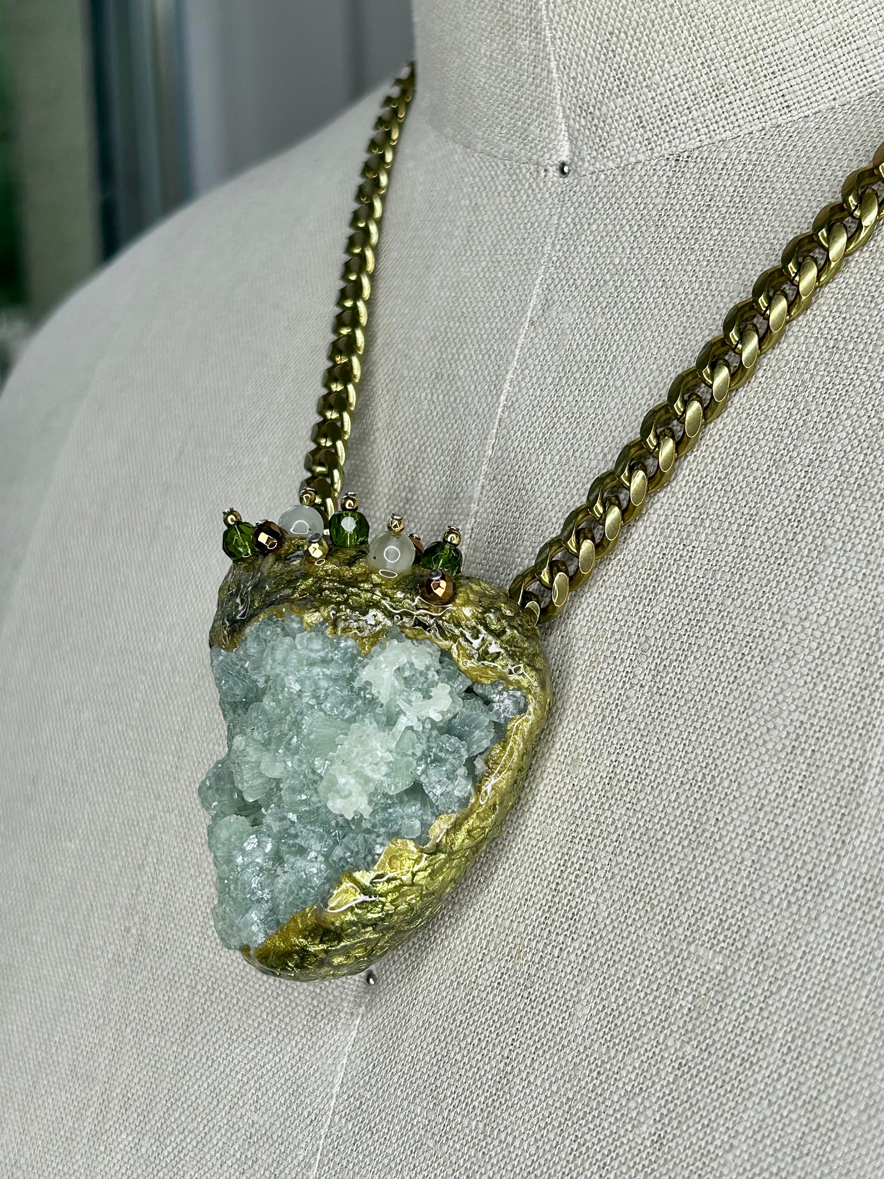 Prehnite ‘Heart’ Necklace #7