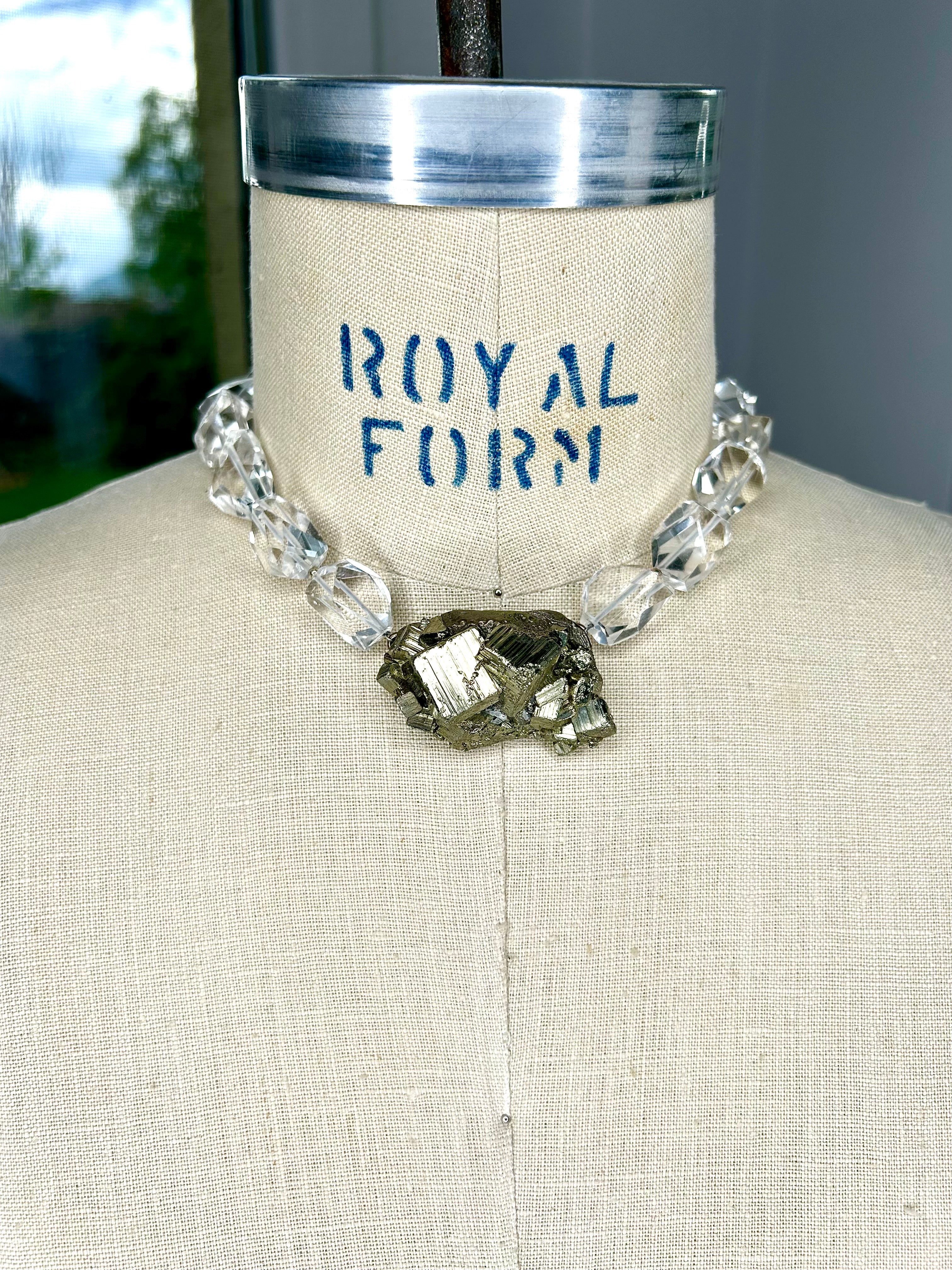 Pyrite & Cut Quartz Collar #31